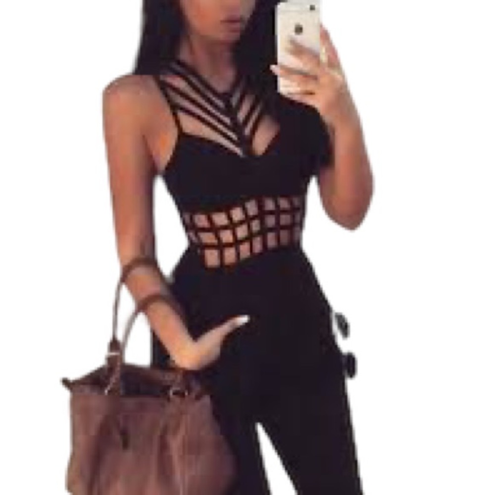 Rehab Black Caged Bodysuit
